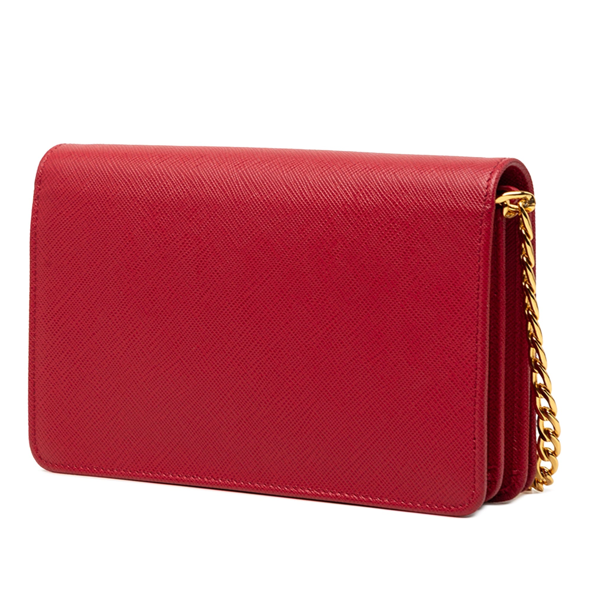 Prada Saffiano Lux Flip Lock Wallet on Chain