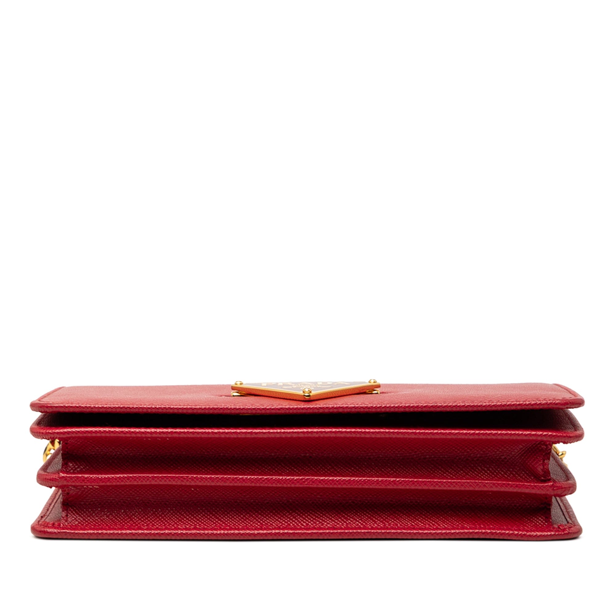 Prada Saffiano Lux Flip Lock Wallet on Chain