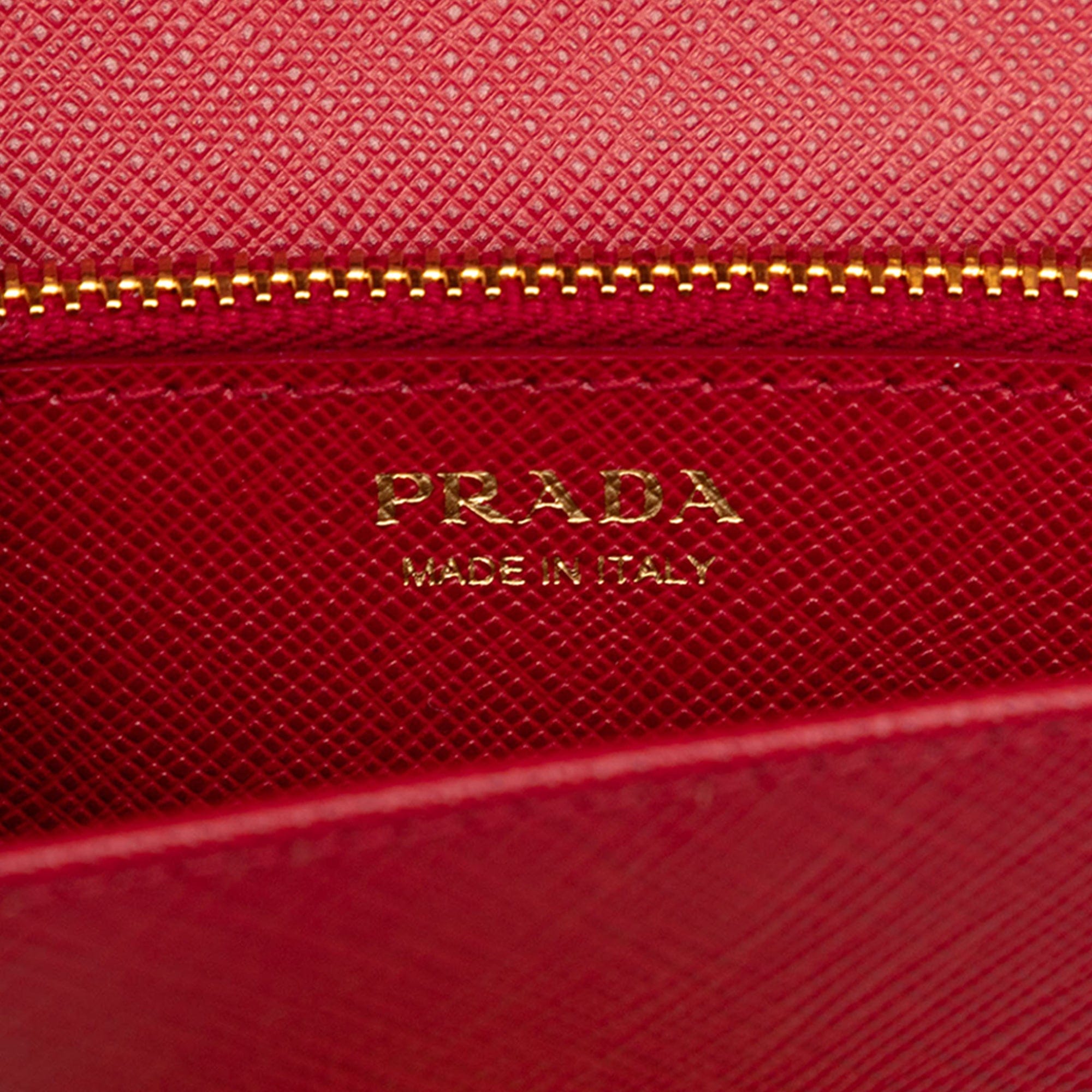 Prada Saffiano Lux Flip Lock Wallet on Chain