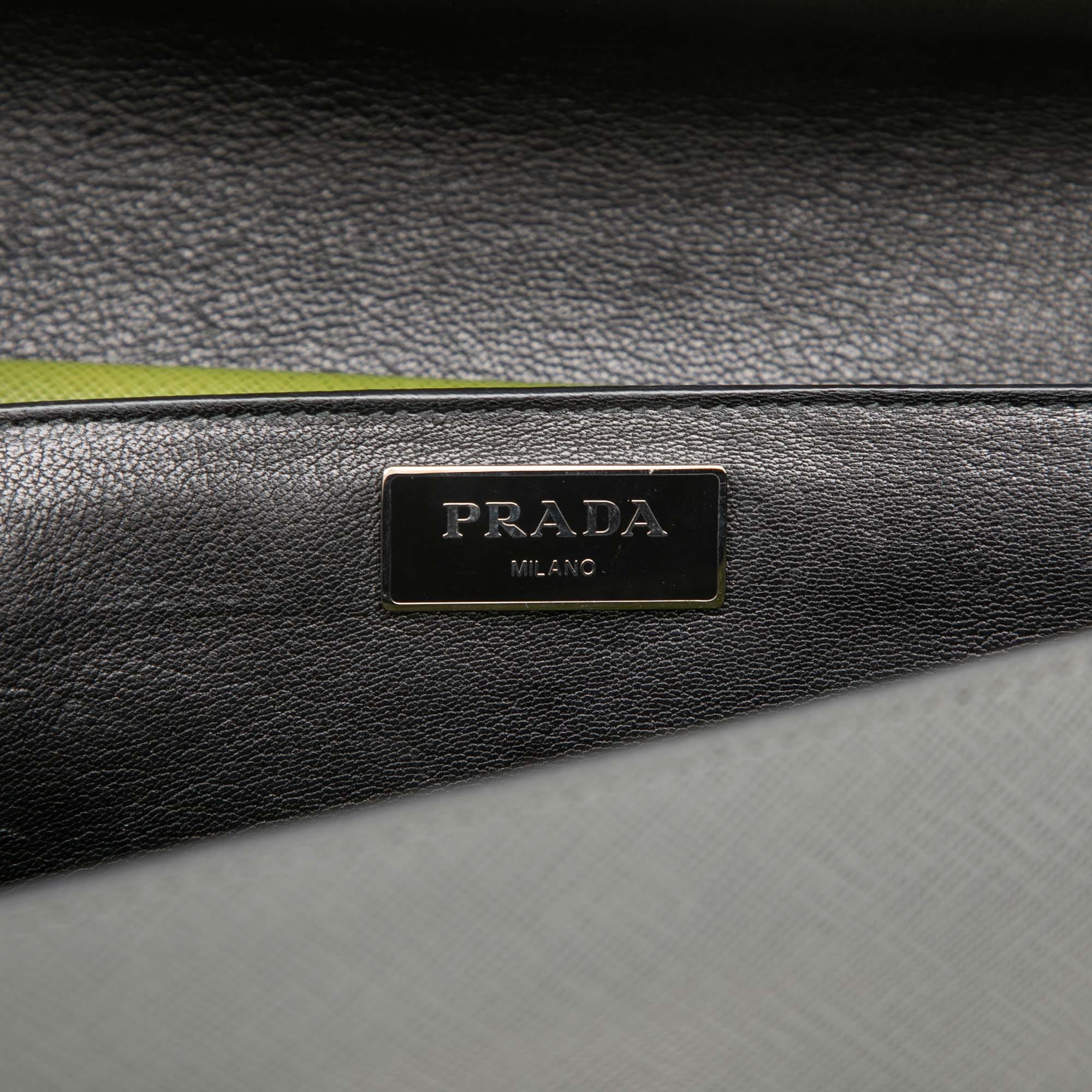Prada Bicolor Saffiano Lux Sound Lock Satchel