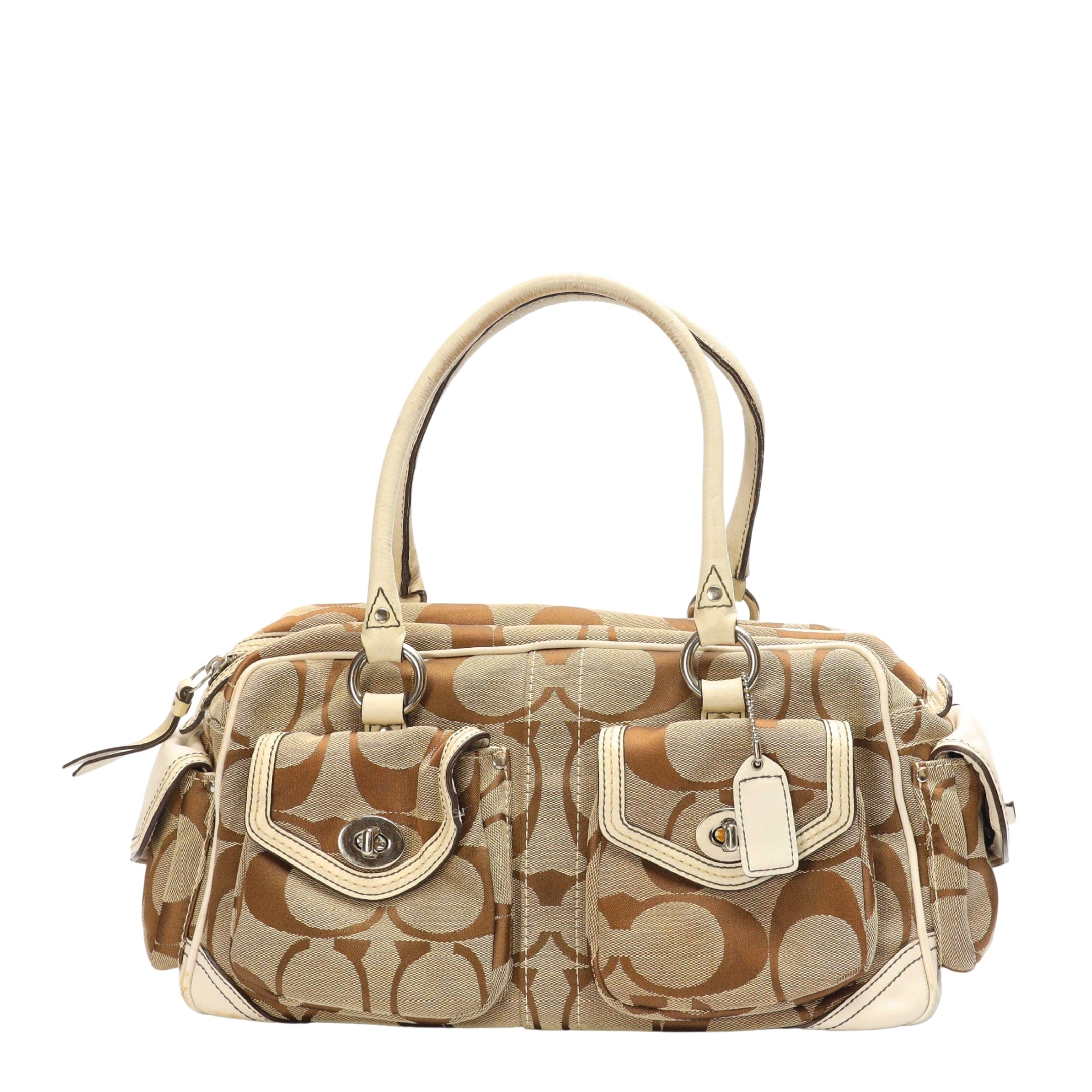 Coach Beige Double Pocket Shoulder Bag