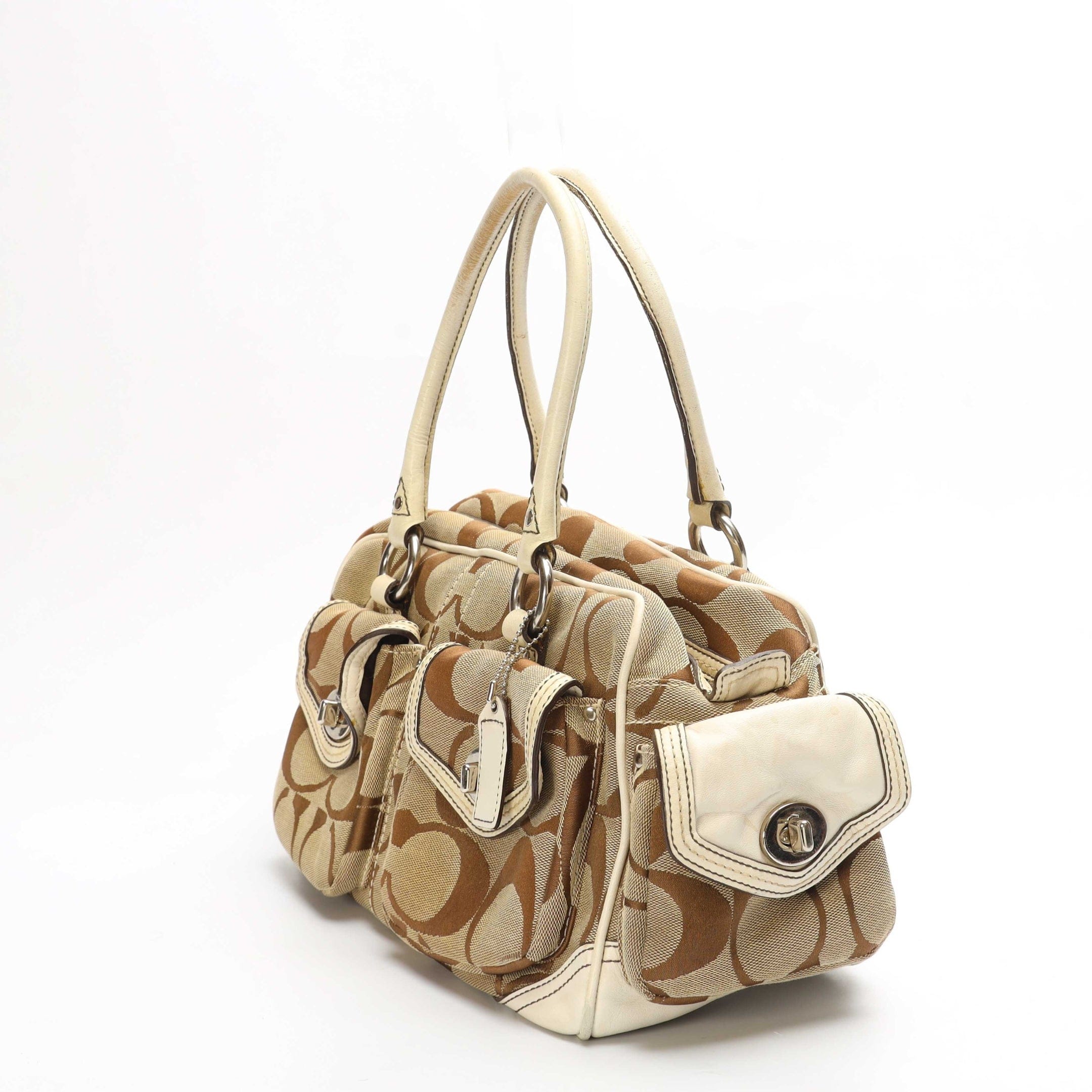 Coach Beige Double Pocket Shoulder Bag