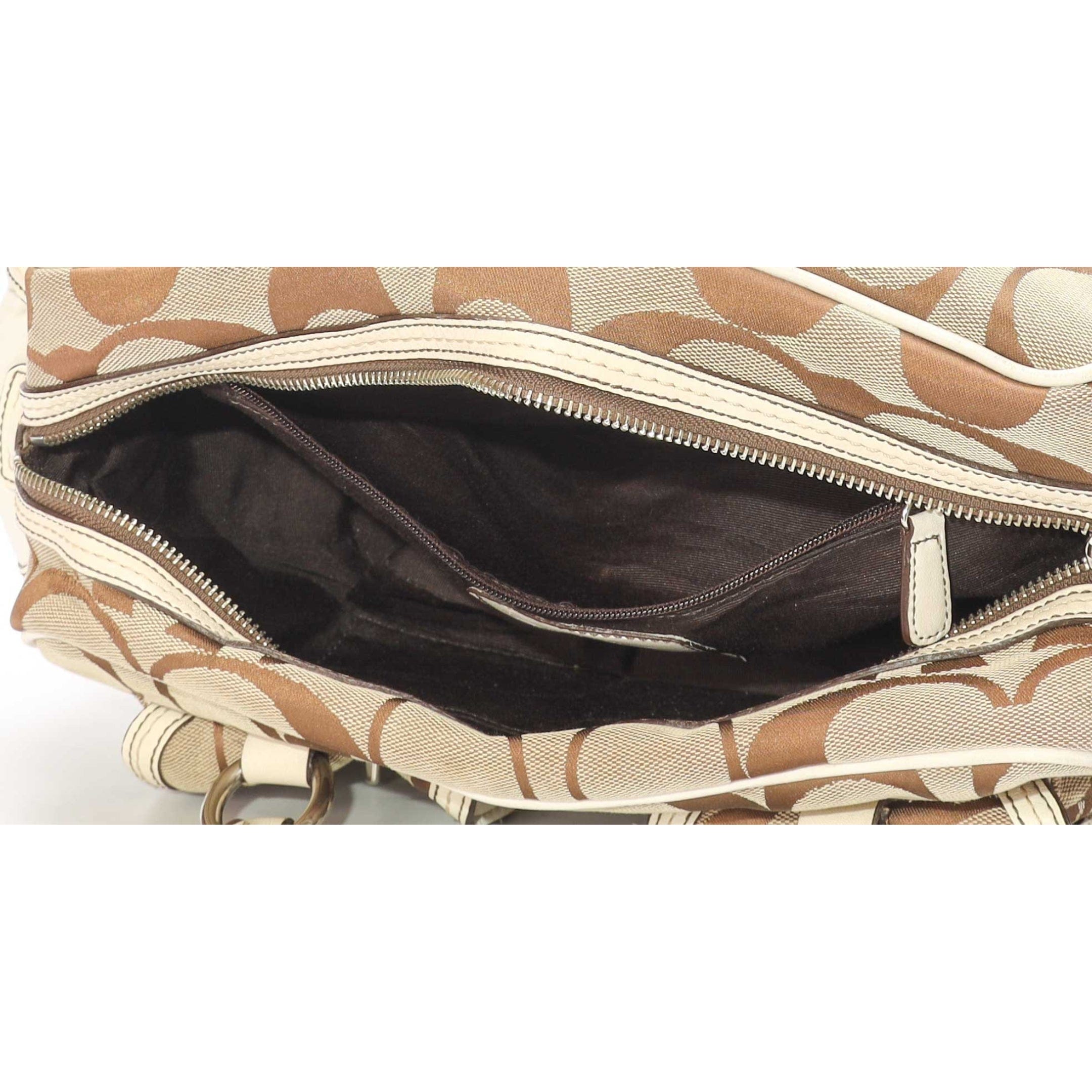 Coach Beige Double Pocket Shoulder Bag