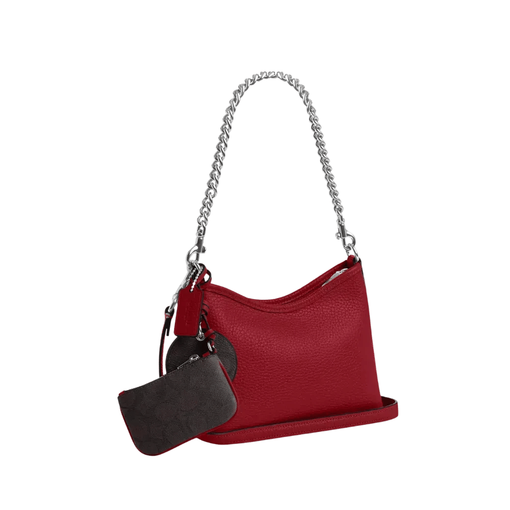 Coach Laurel Small Shoulder Bag With Mirror Charm And Pouch Dark Cardinal