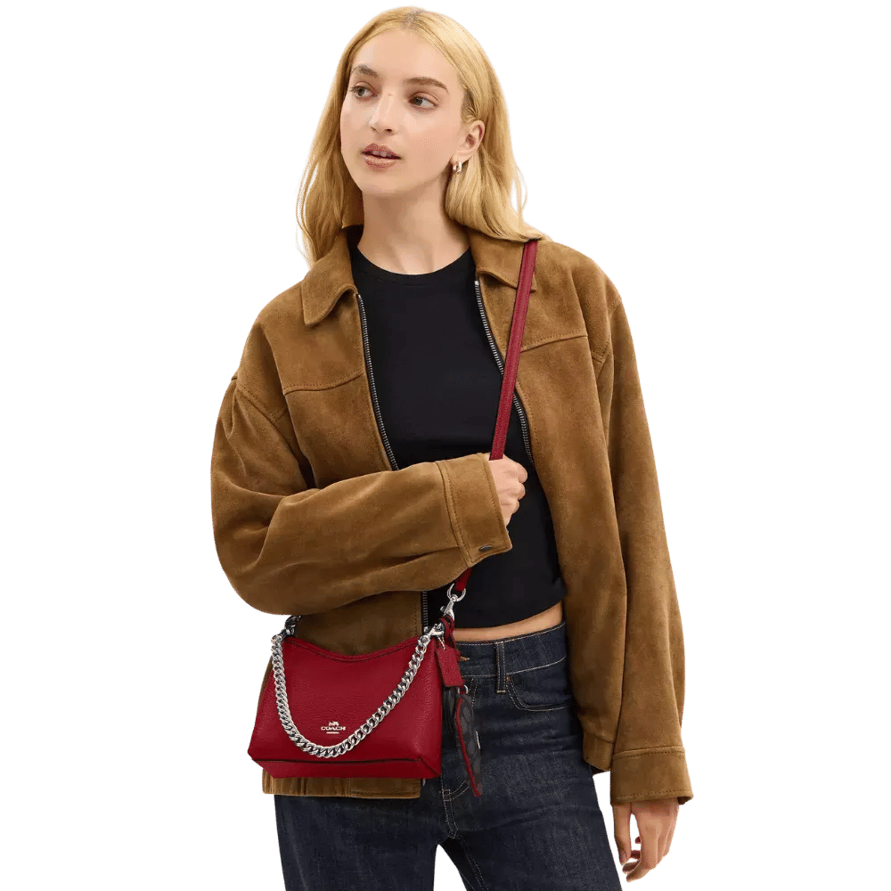Coach Laurel Small Shoulder Bag With Mirror Charm And Pouch Dark Cardinal