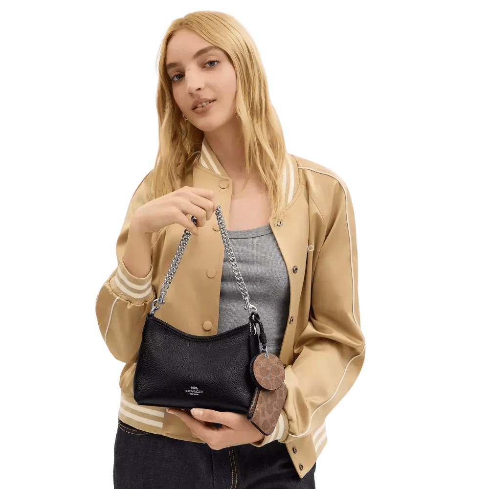 Coach Laurel Small Shoulder Bag With Mirror Charm And Pouch Black