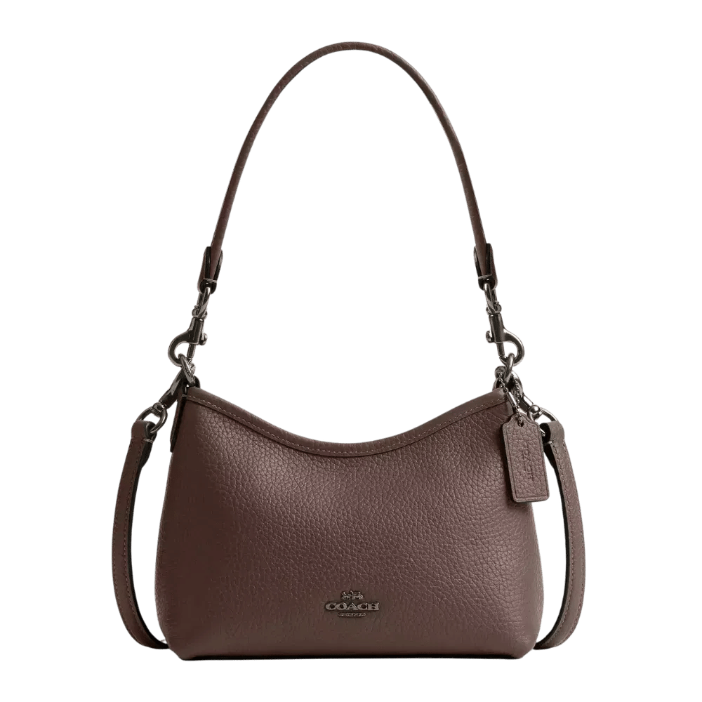 Coach Laurel Small Shoulder Bag Pebbled Leather Dark Stone