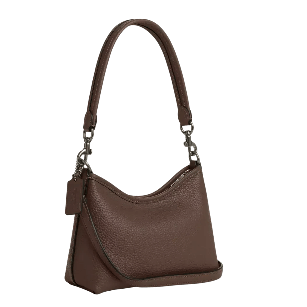 Coach Laurel Small Shoulder Bag Pebbled Leather Dark Stone