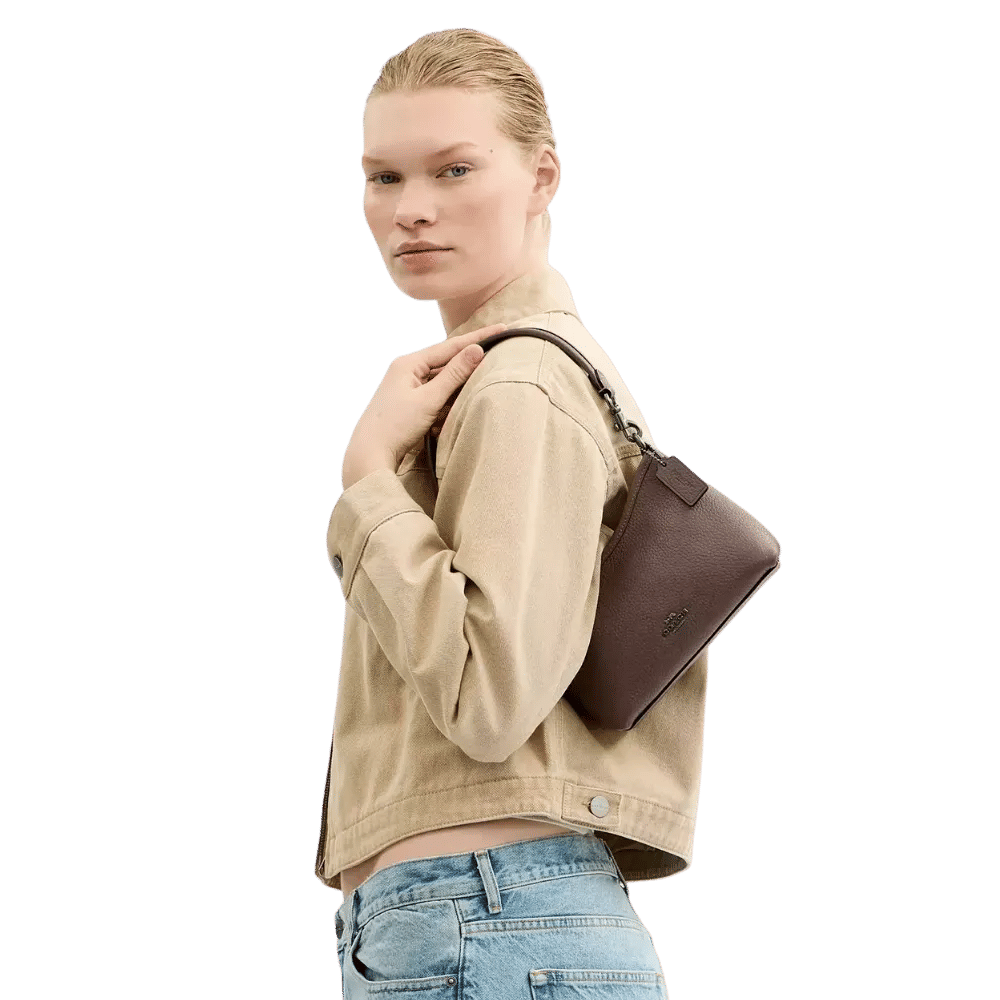 Coach Laurel Small Shoulder Bag Pebbled Leather Dark Stone