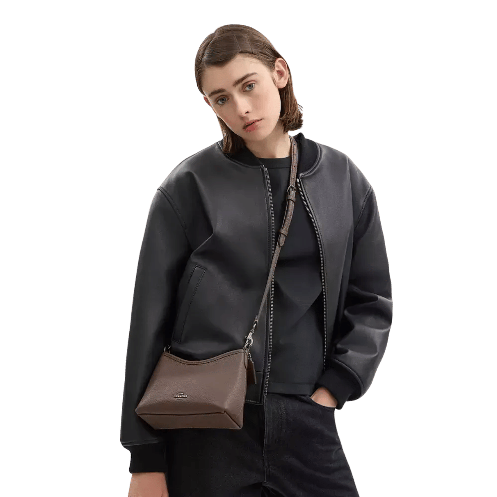 Coach Laurel Small Shoulder Bag Pebbled Leather Dark Stone