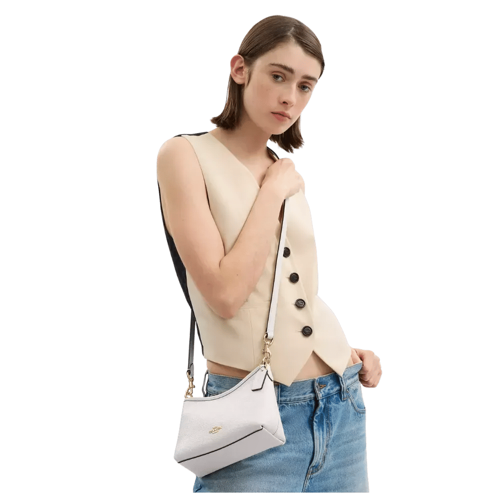 Coach Laurel Small Shoulder Bag Pebbled Leather Chalk