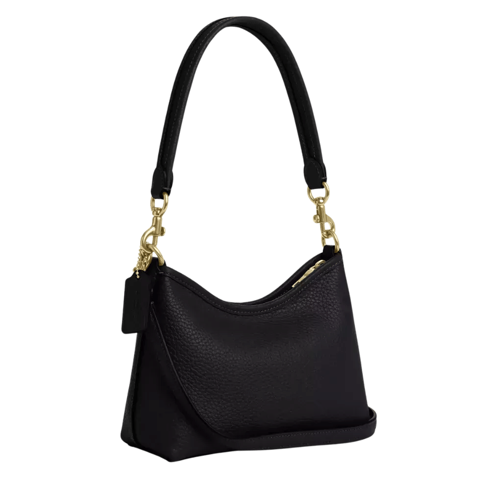 Coach Laurel Small Shoulder Bag Pebbled Leather Black