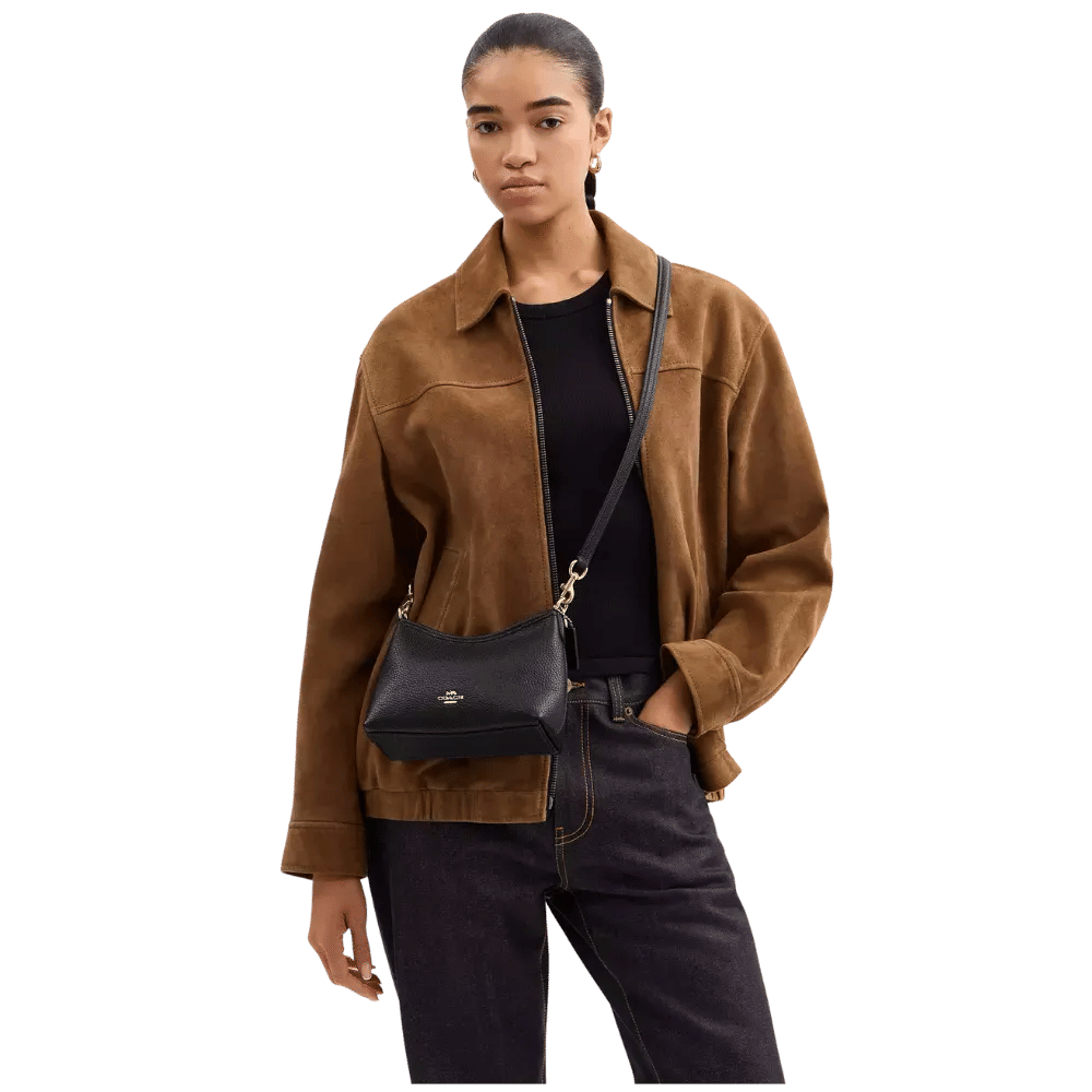 Coach Laurel Small Shoulder Bag Pebbled Leather Black