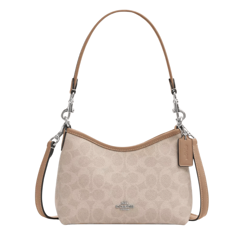 Coach Laurel Small Shoulder Bag In Signature Canvas Taupe