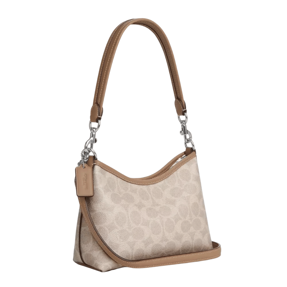 Coach Laurel Small Shoulder Bag In Signature Canvas Taupe
