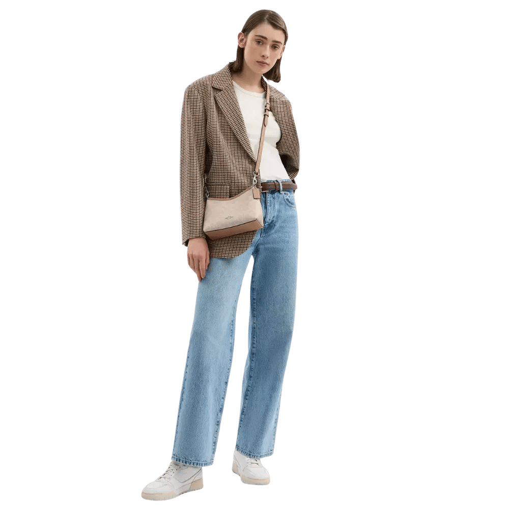 Coach Laurel Small Shoulder Bag In Signature Canvas Taupe