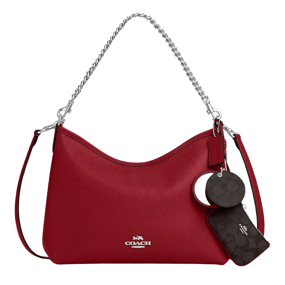 Coach Laurel Shoulder Bag With Mirror Charm And Pouch Dark Cardinal