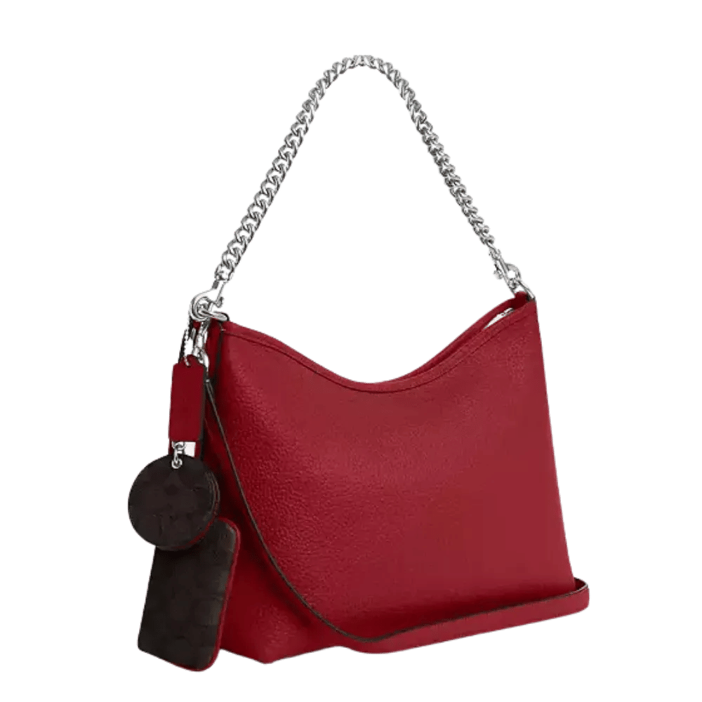 Coach Laurel Shoulder Bag With Mirror Charm And Pouch Dark Cardinal