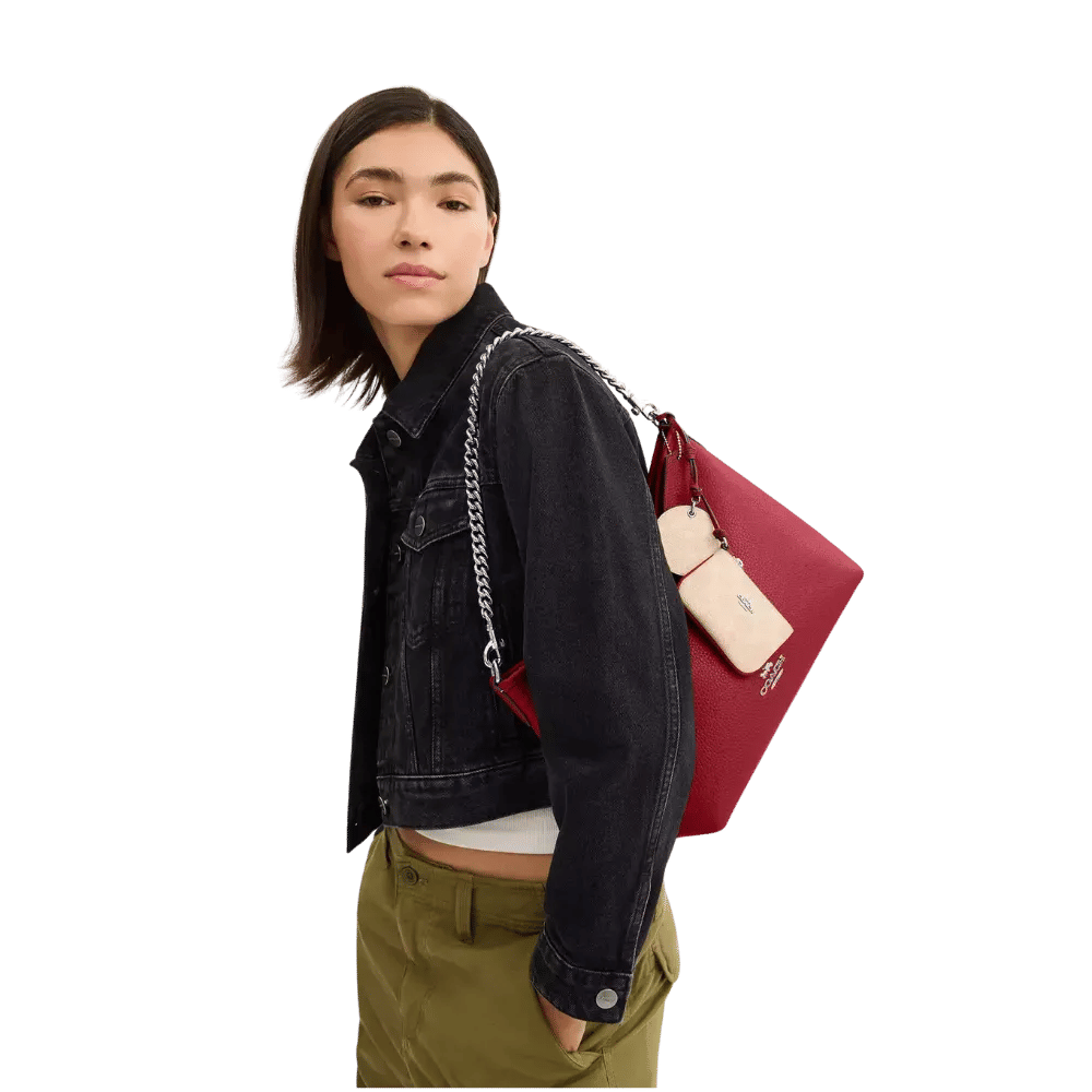 Coach Laurel Shoulder Bag With Mirror Charm And Pouch Dark Cardinal