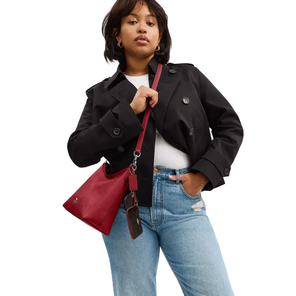 Coach Laurel Shoulder Bag With Mirror Charm And Pouch Dark Cardinal