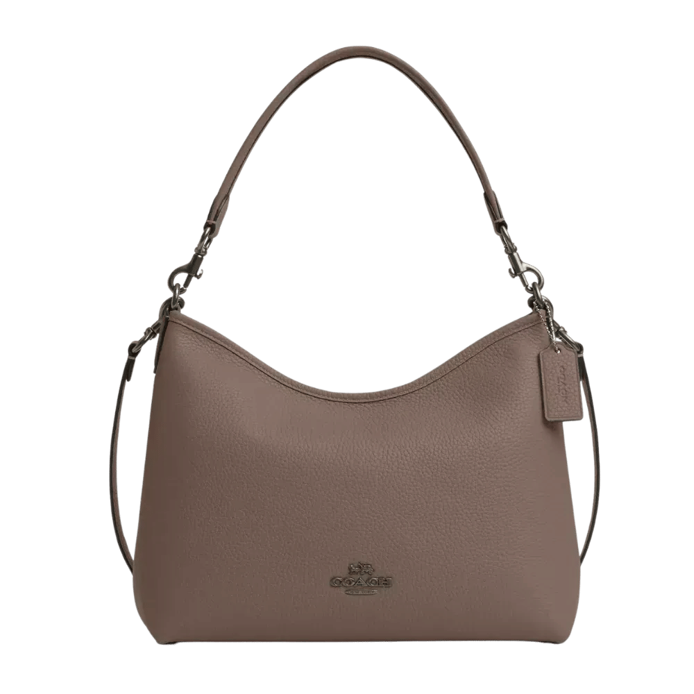 Coach Laurel Shoulder Bag Pebbled Leather Dark Stone