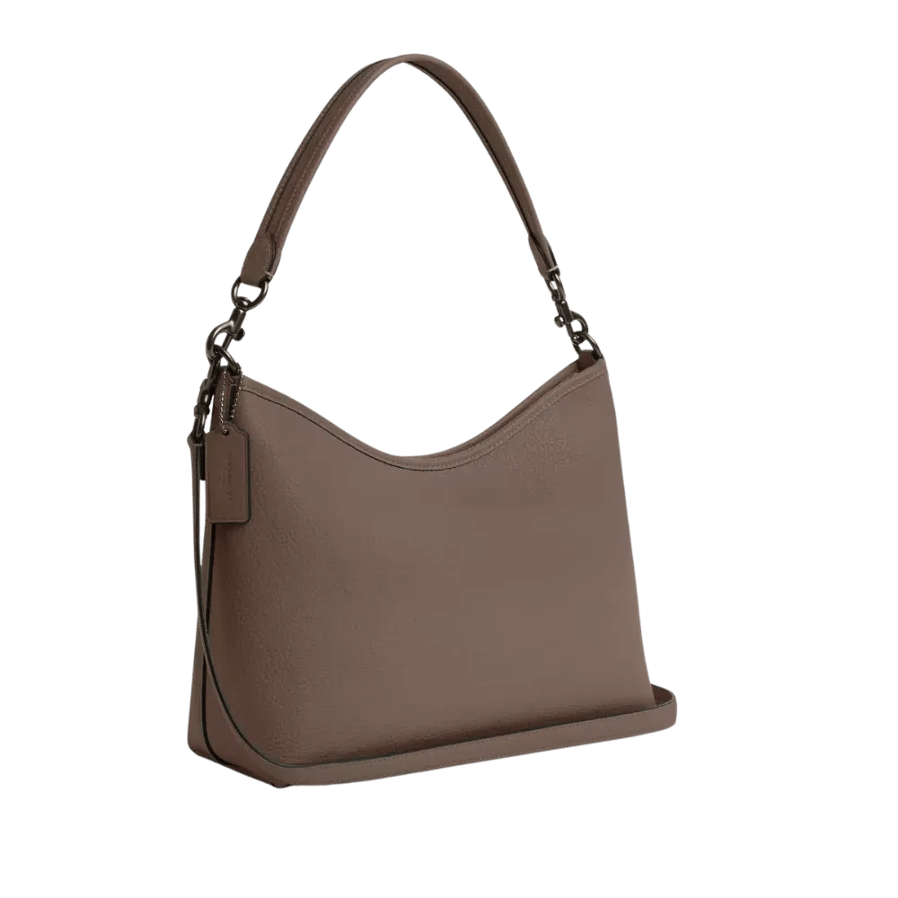 Coach Laurel Shoulder Bag Pebbled Leather Dark Stone