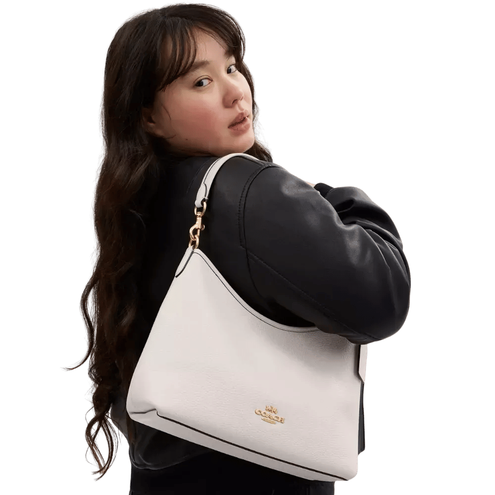 Coach Laurel Shoulder Bag Pebbled Leather Chalk