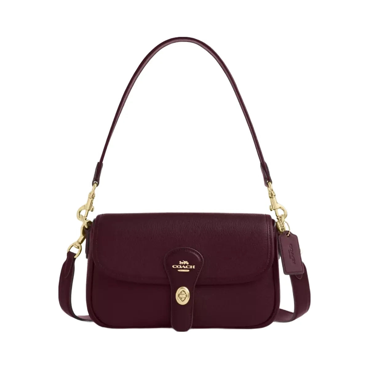 Coach Hadley Shoulder Bag in Gold Dark Wine