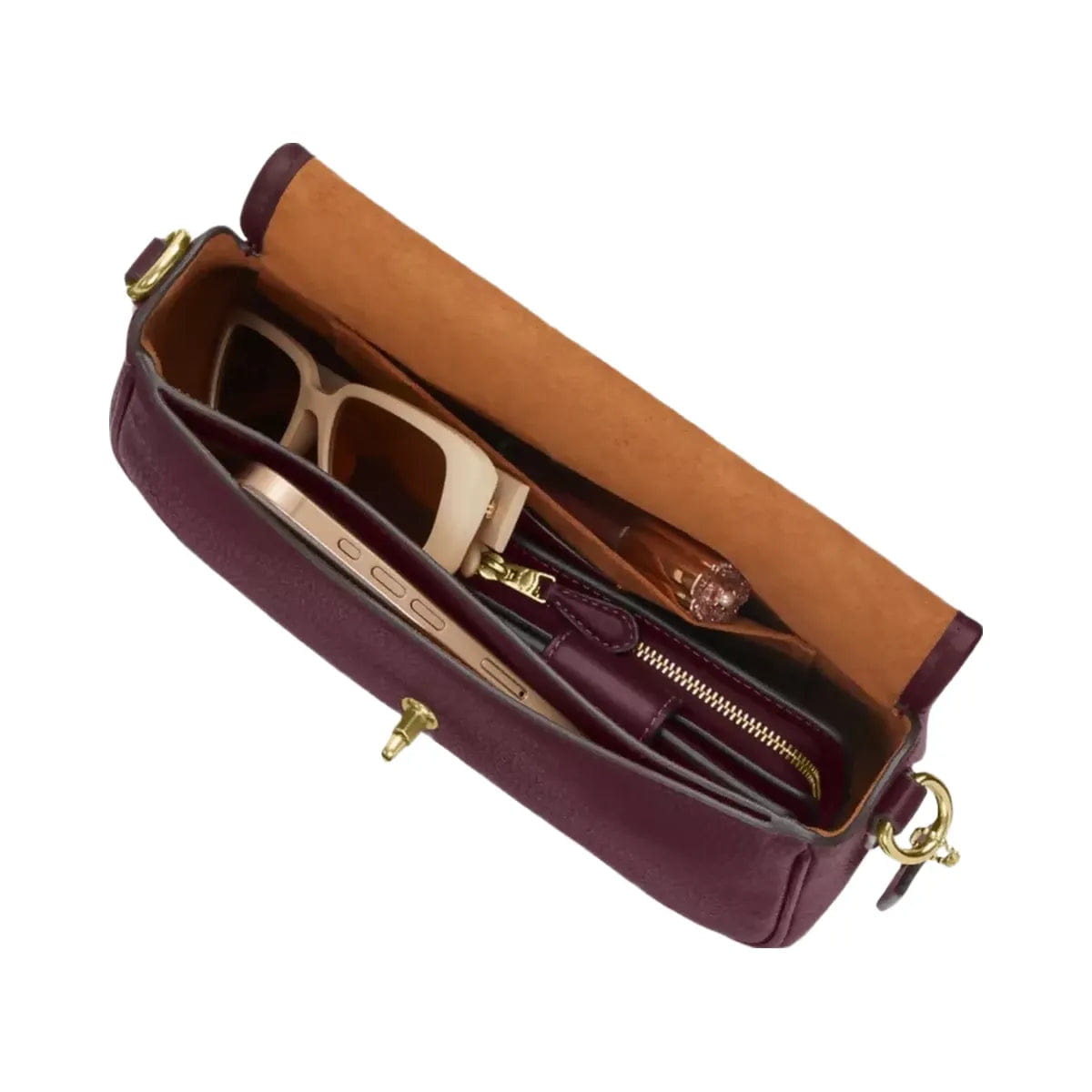 Coach Hadley Shoulder Bag in Gold Dark Wine
