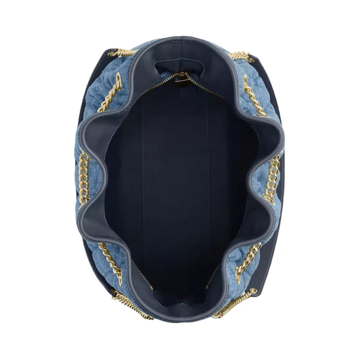 Coach Evelyn Large Shoulder Bag In Regenerative Cotton With Quilting in Gold Indigo