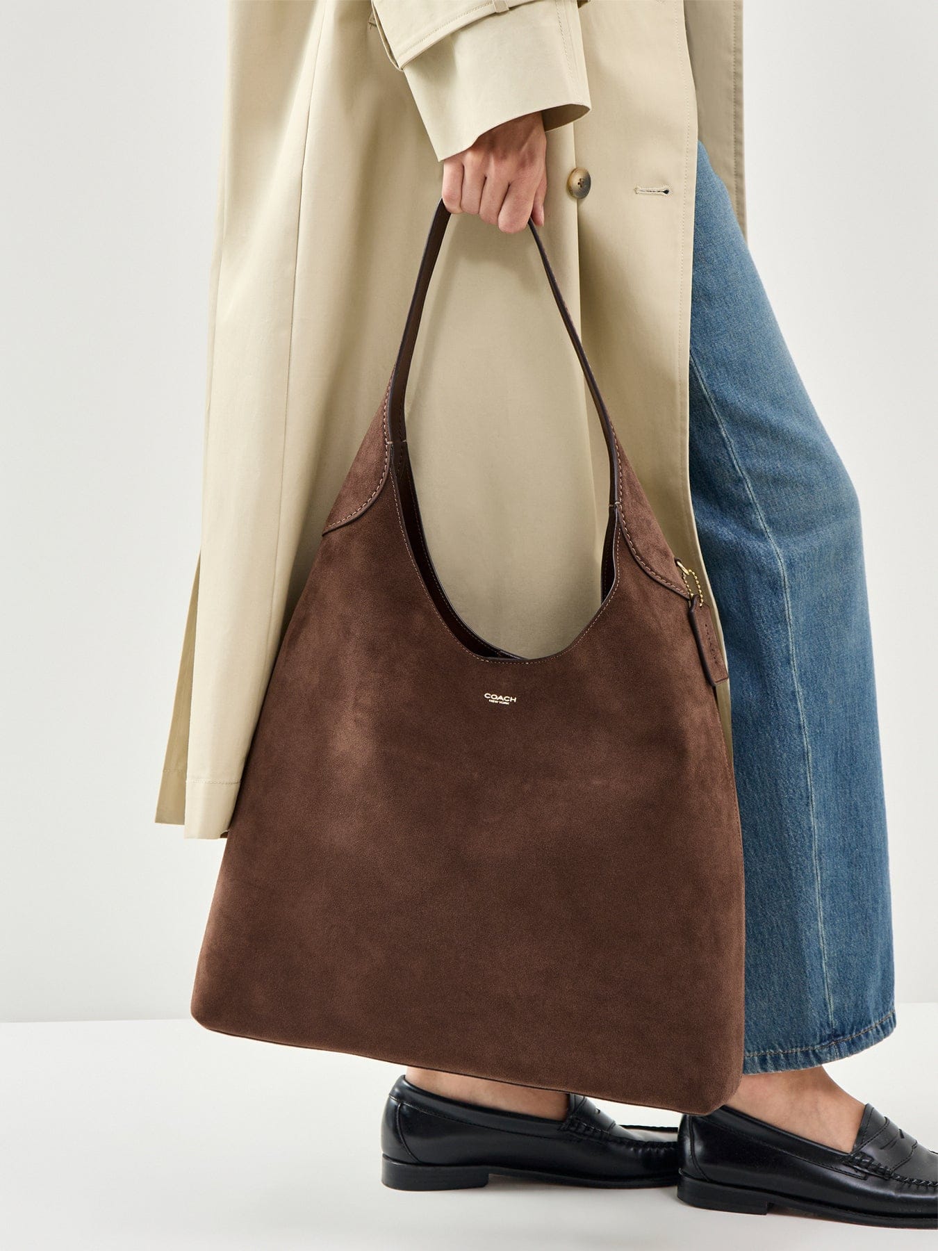 Coach Suede Brooklyn 39 Shoulder Bag Brown
