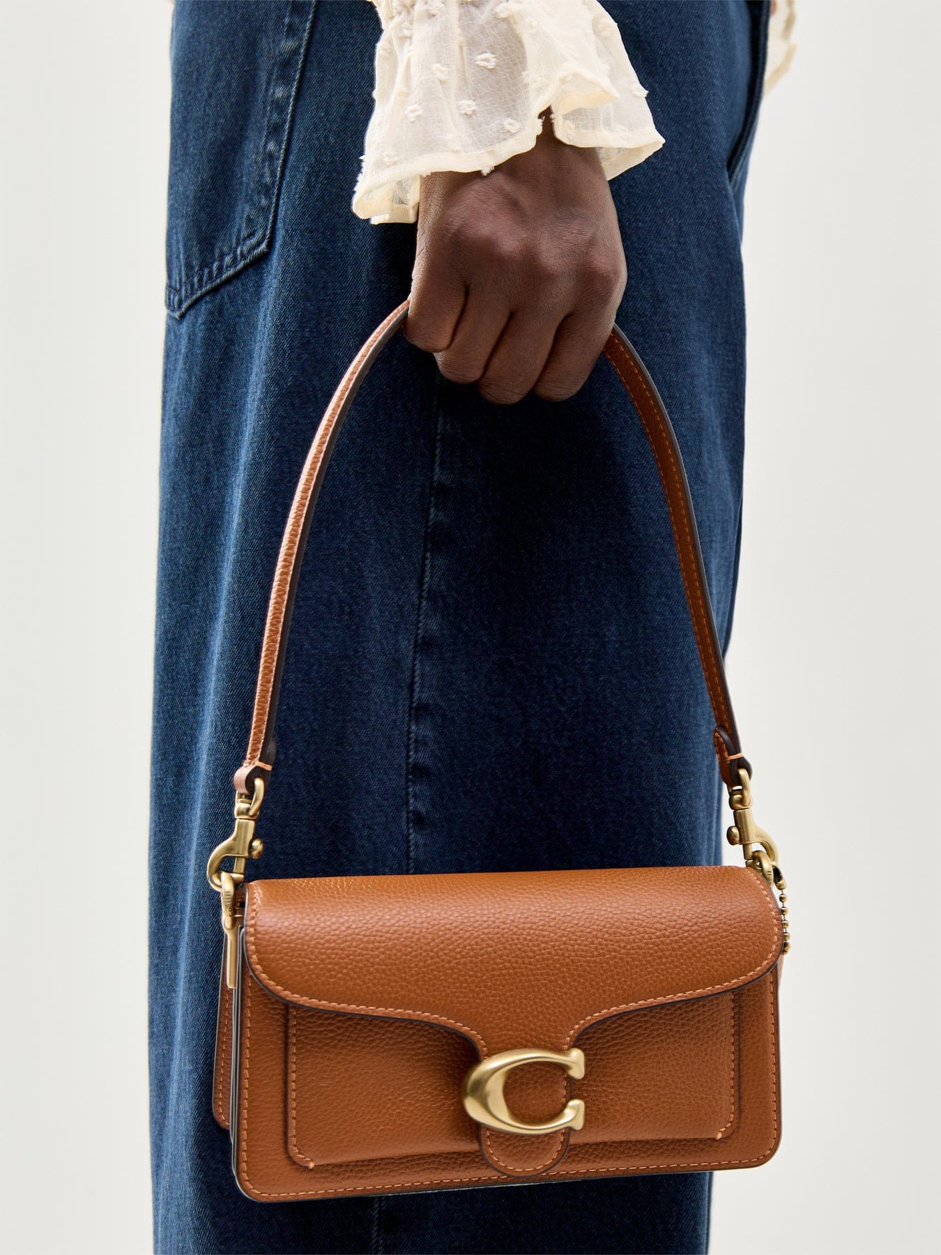Coach Tabby 20 Polished Pebble Leather Shoulder Bag Amber Brown