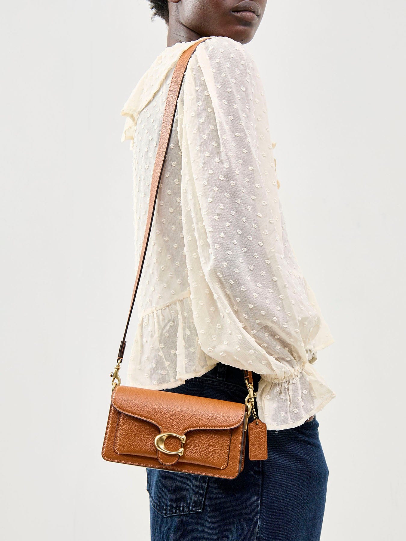 Coach Tabby 20 Polished Pebble Leather Shoulder Bag Amber Brown