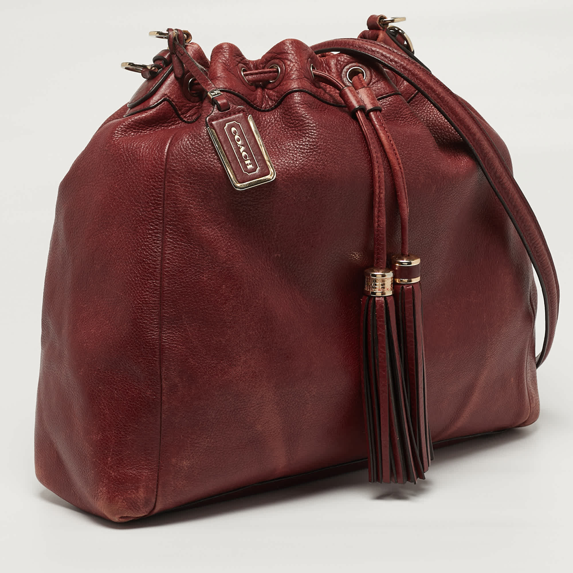 Coach Madison Drawstring Red Leather Shoulder Bag
