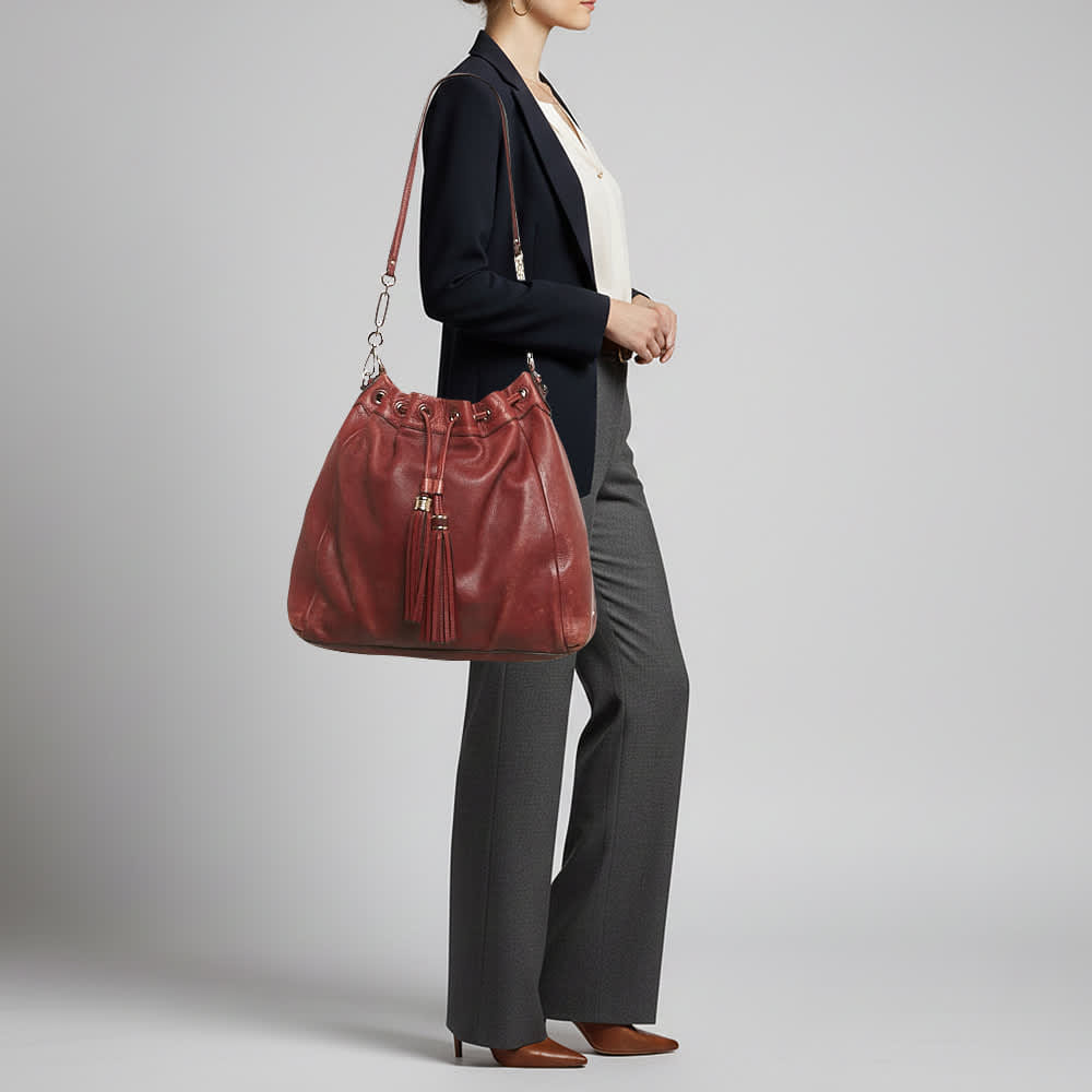 Coach Madison Drawstring Red Leather Shoulder Bag