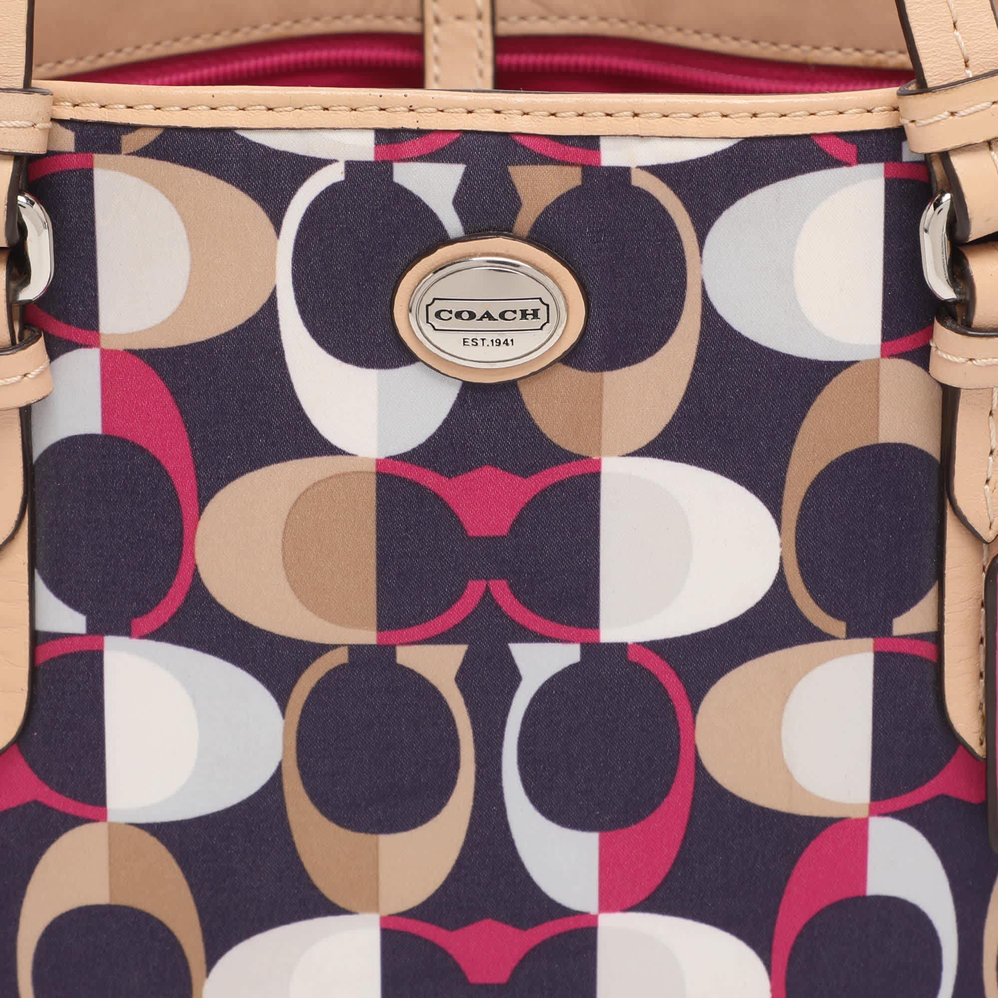 Coach Peyton Multicolor Leather And Satin Totes Bag