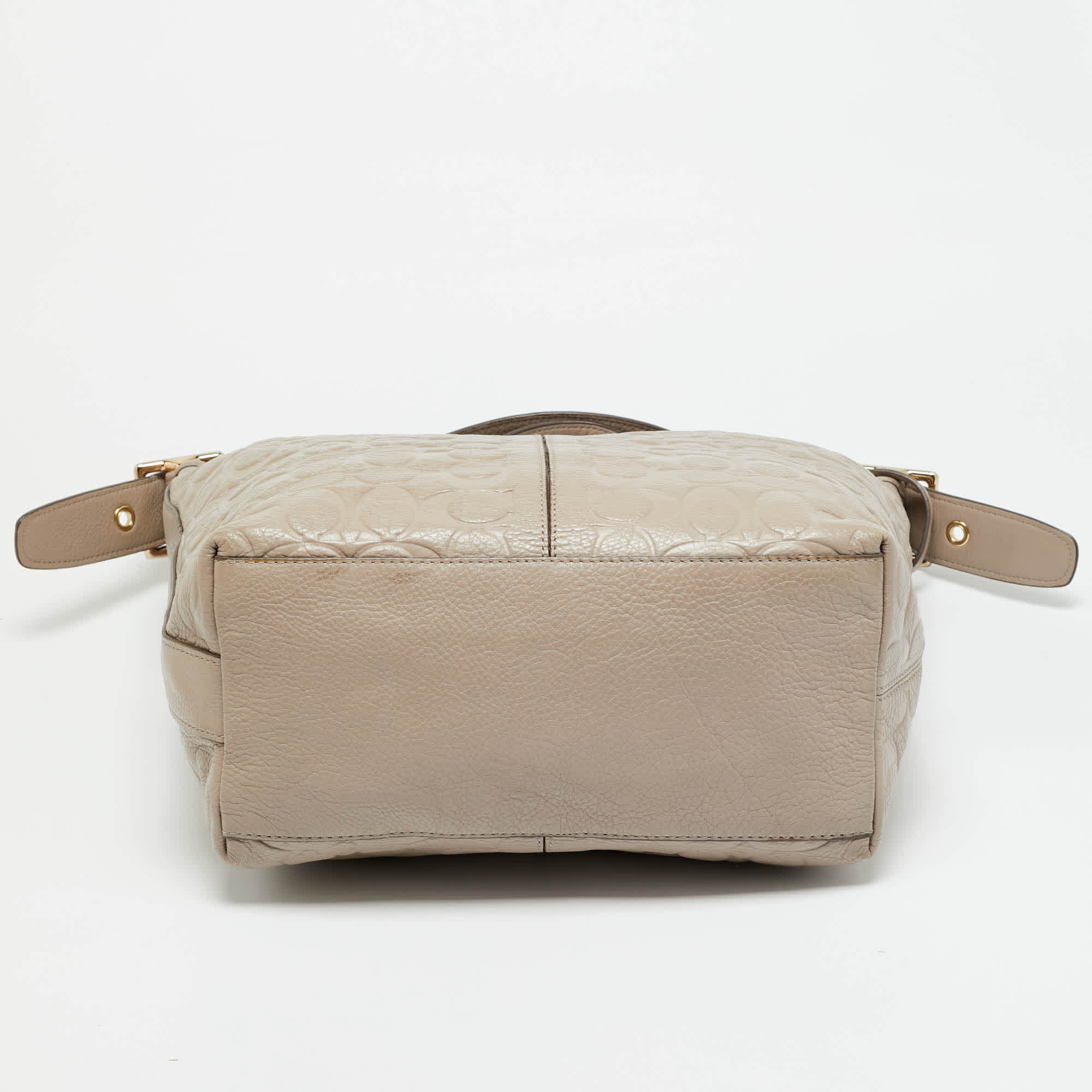 Coach Legacy Tassel Taupe Signature Embossed Leather Shoulder Bag