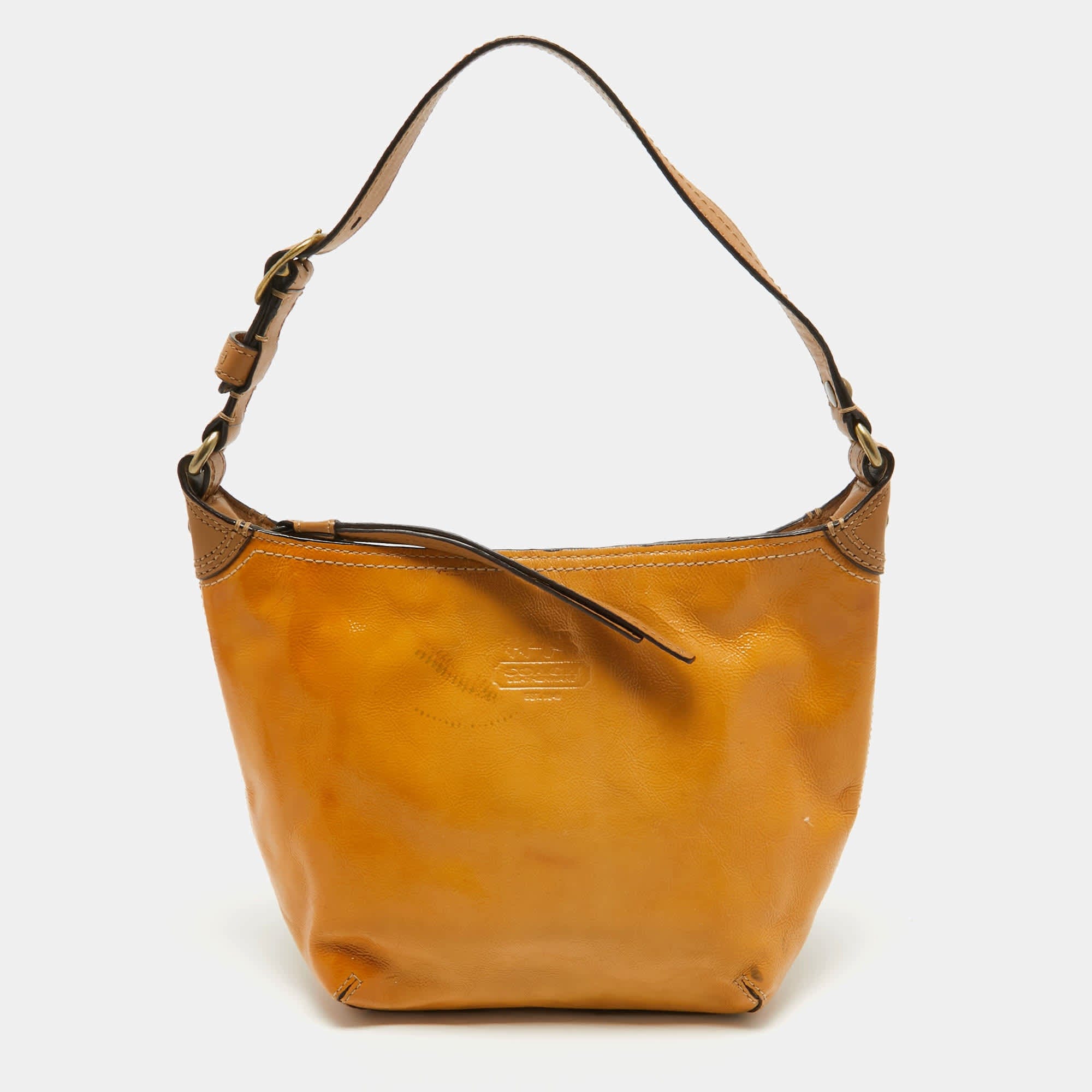Coach Yellow Leather And Patent Leather Hobos