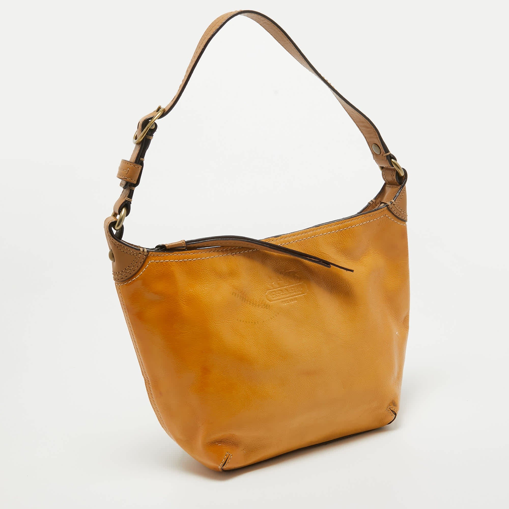 Coach Yellow Leather And Patent Leather Hobos