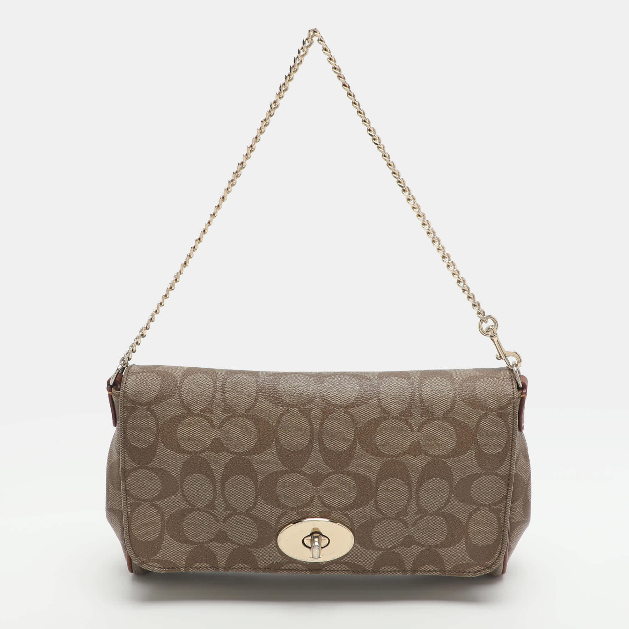 Coach Ruby Beige Signature Coated Canvas Shoulder Bag