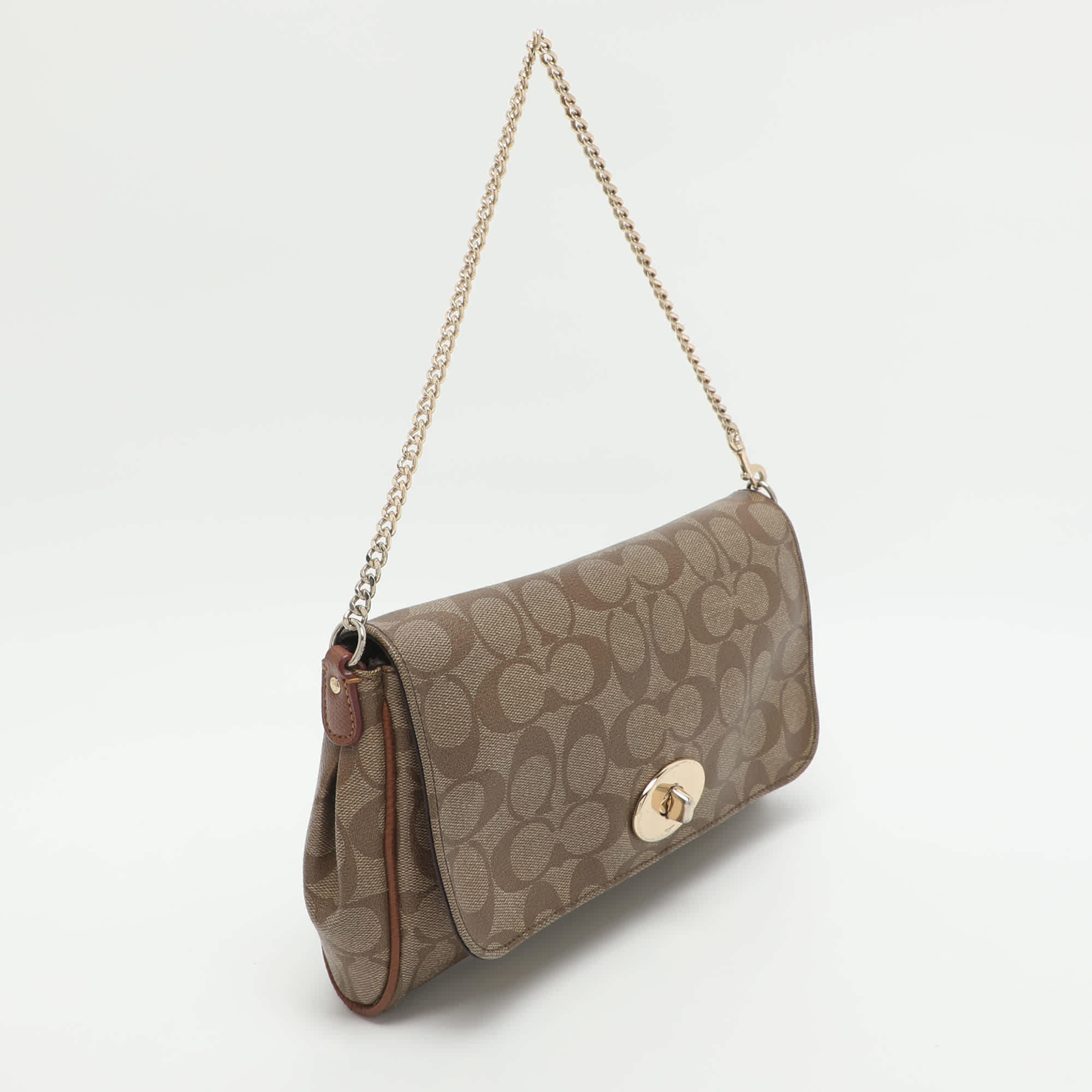 Coach Ruby Beige Signature Coated Canvas Shoulder Bag