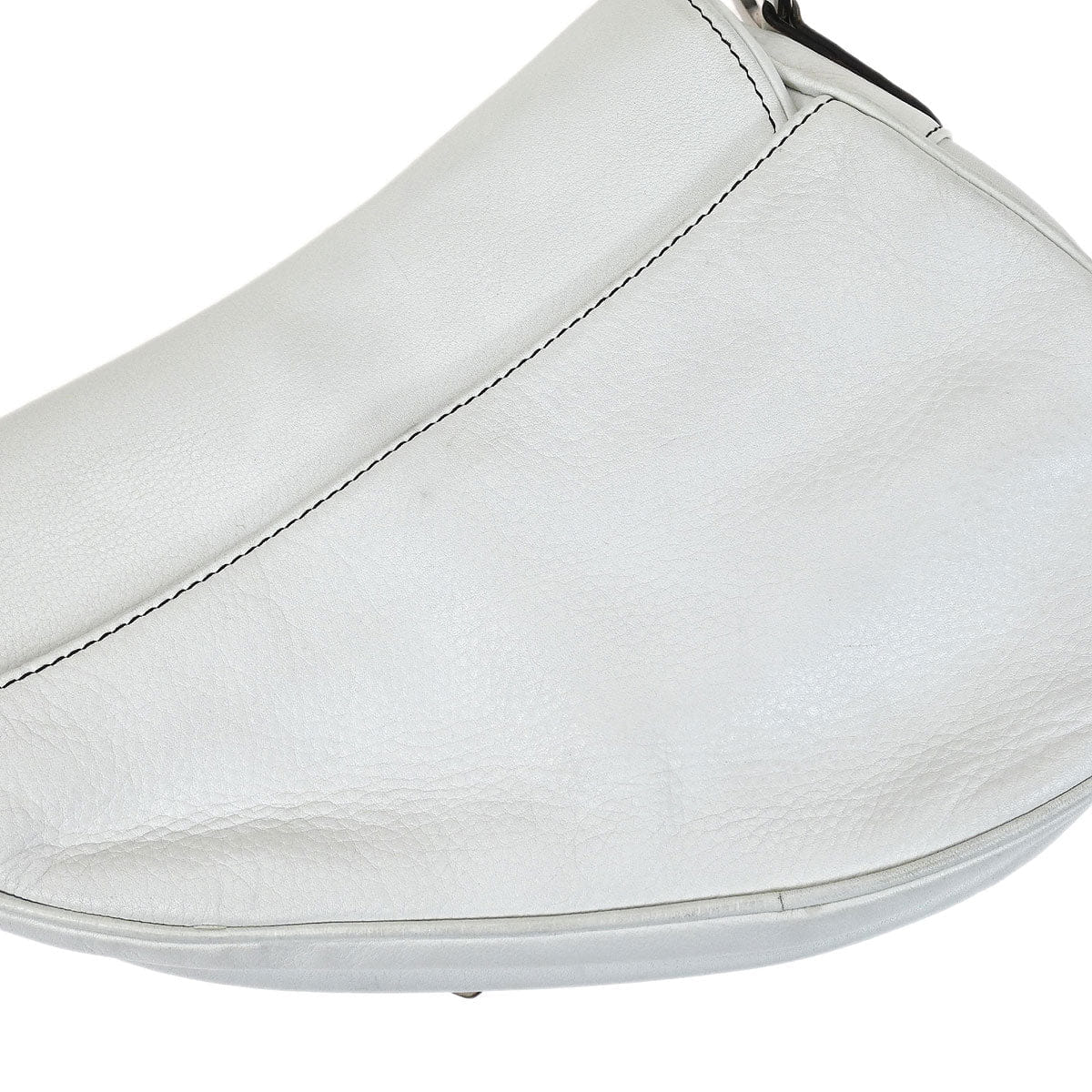 Christian Dior White Leather Saddle Handbag