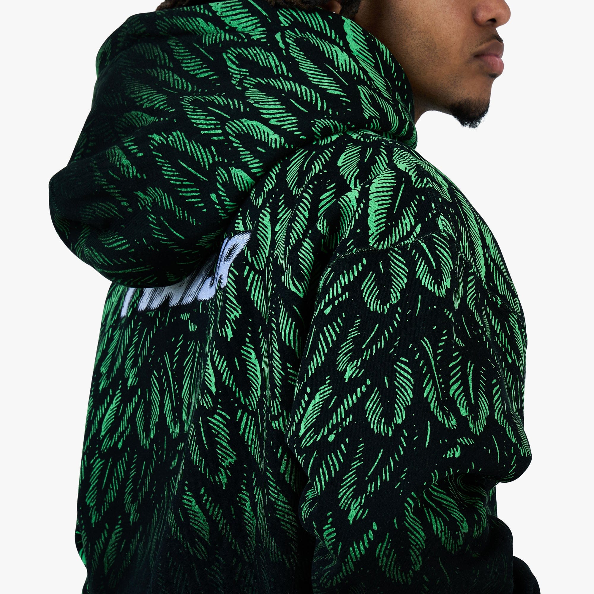 Nike x Nigeria x Slawn Fleece Pullover Hoodie Black / Poison Green - White