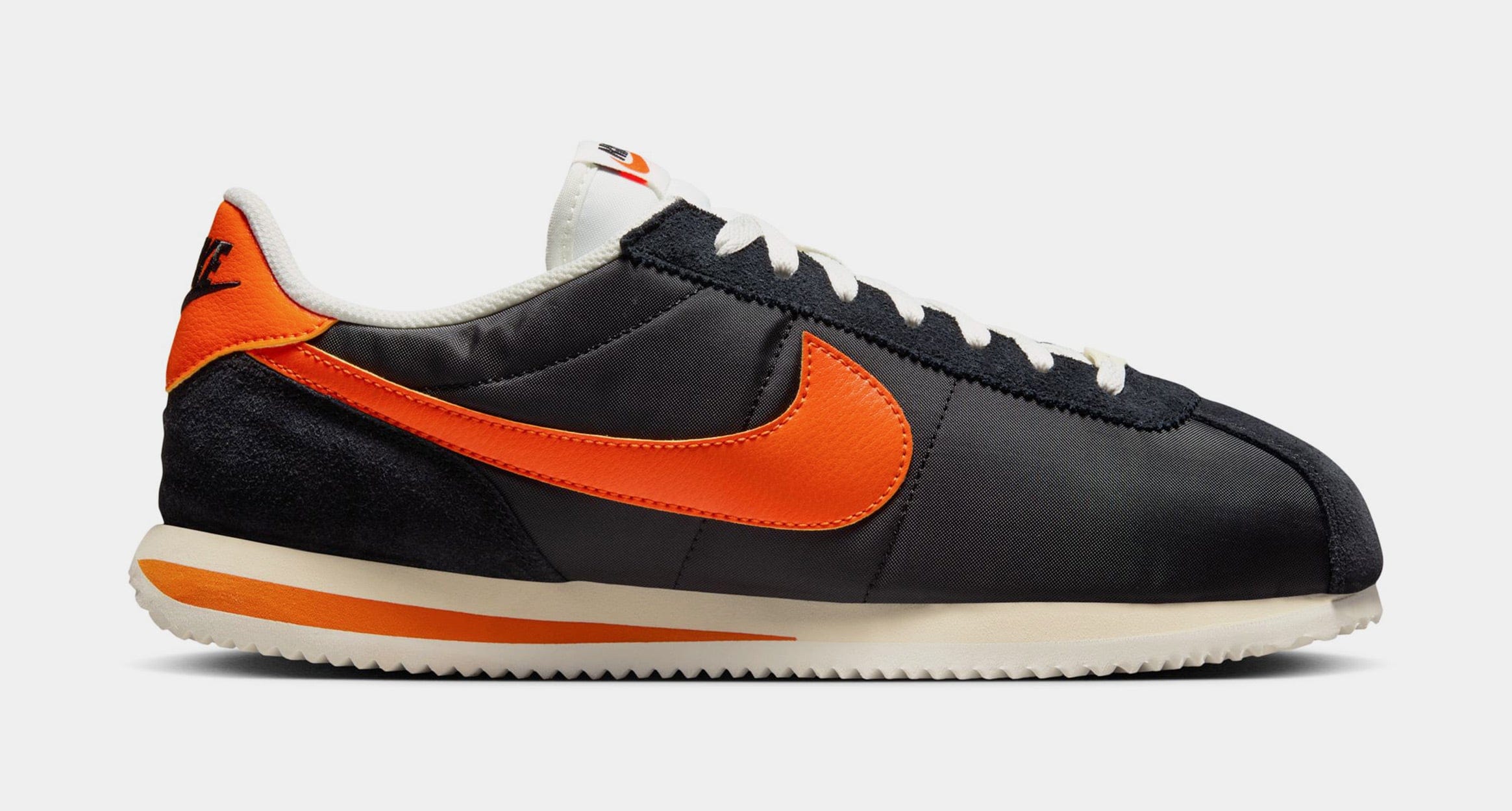 Nike Cortez Textile Mens Lifestyle Shoes (Black/Safety Orange/Sail/Muslin)
