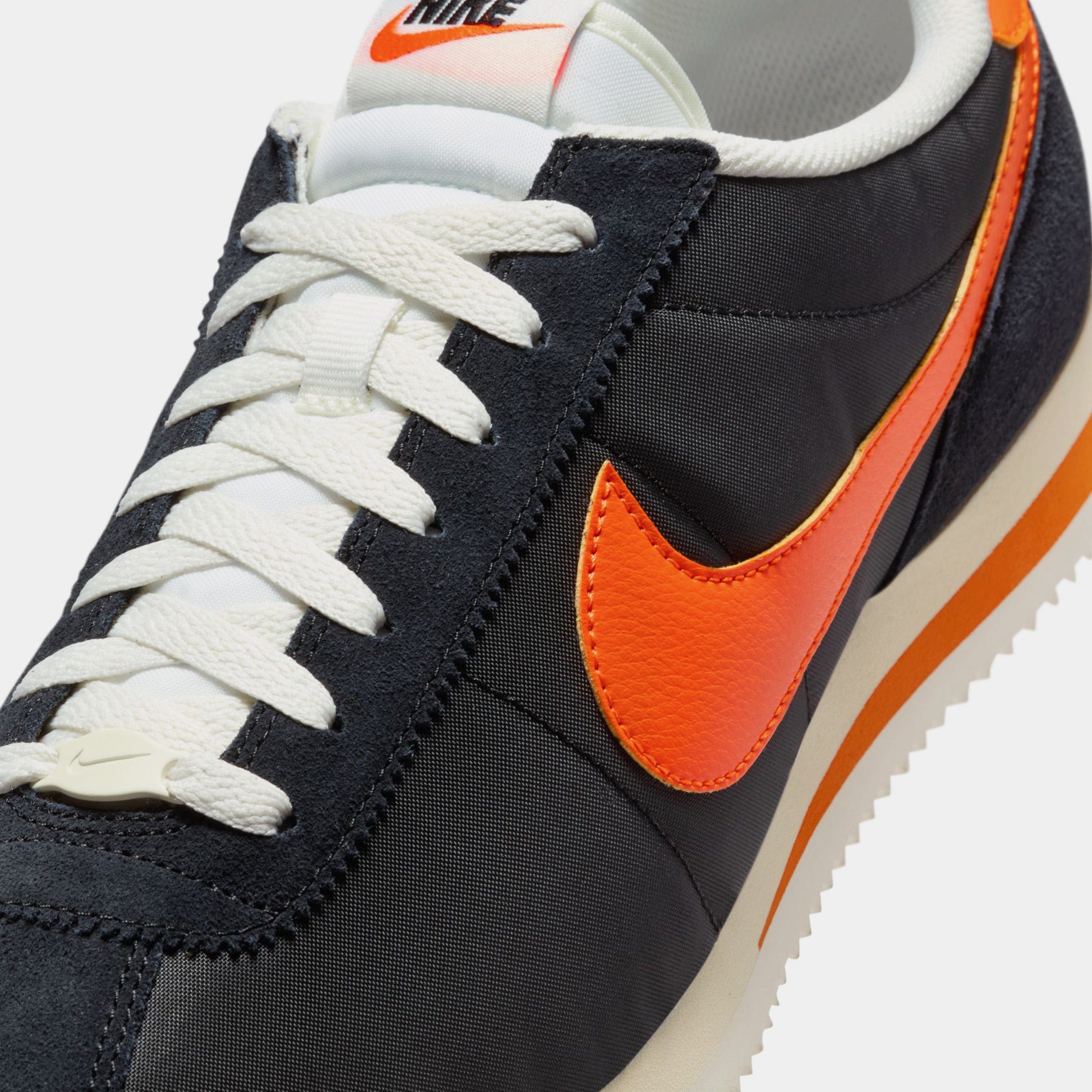 Nike Cortez Textile Mens Lifestyle Shoes (Black/Safety Orange/Sail/Muslin)