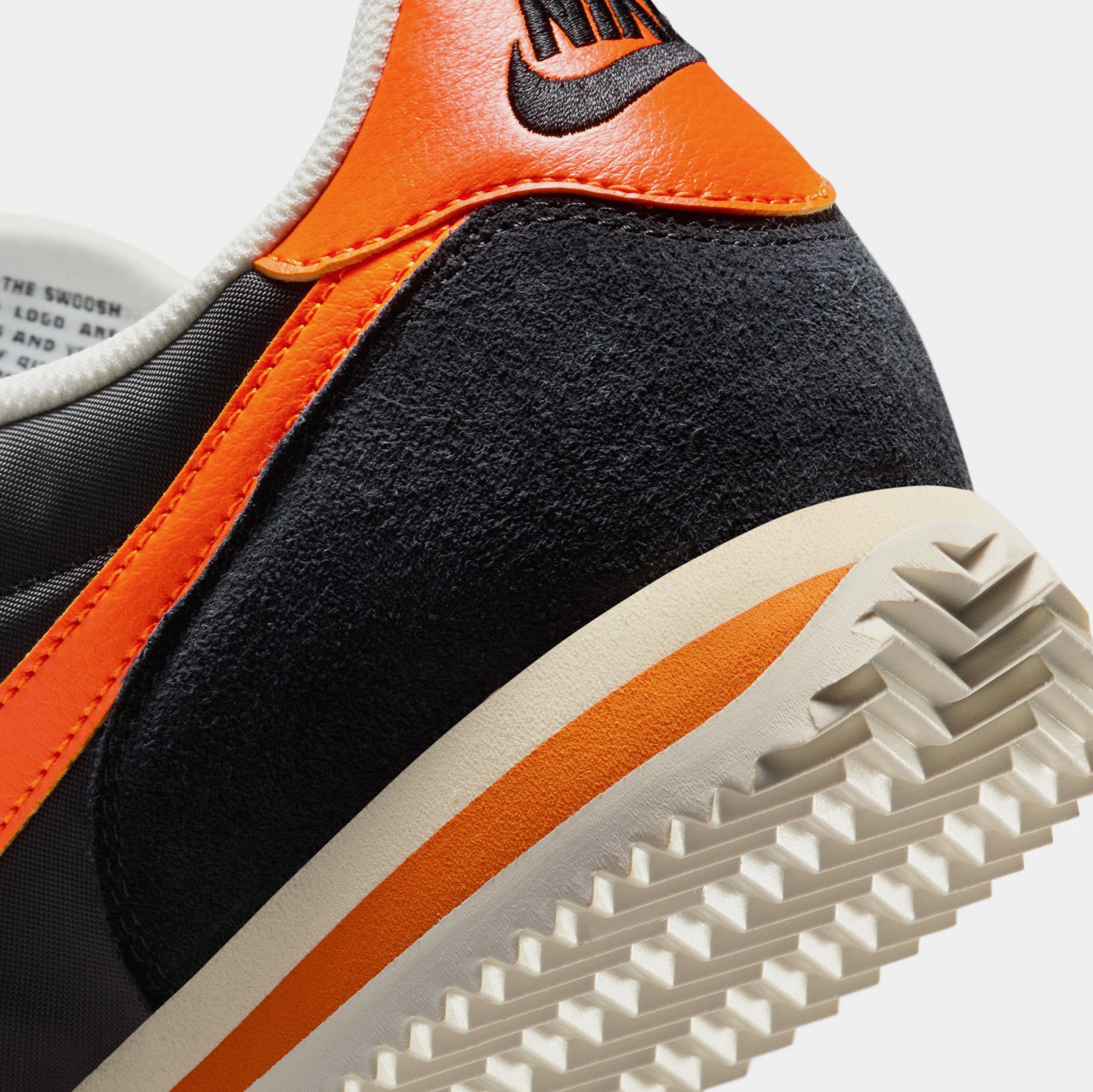 Nike Cortez Textile Mens Lifestyle Shoes (Black/Safety Orange/Sail/Muslin)