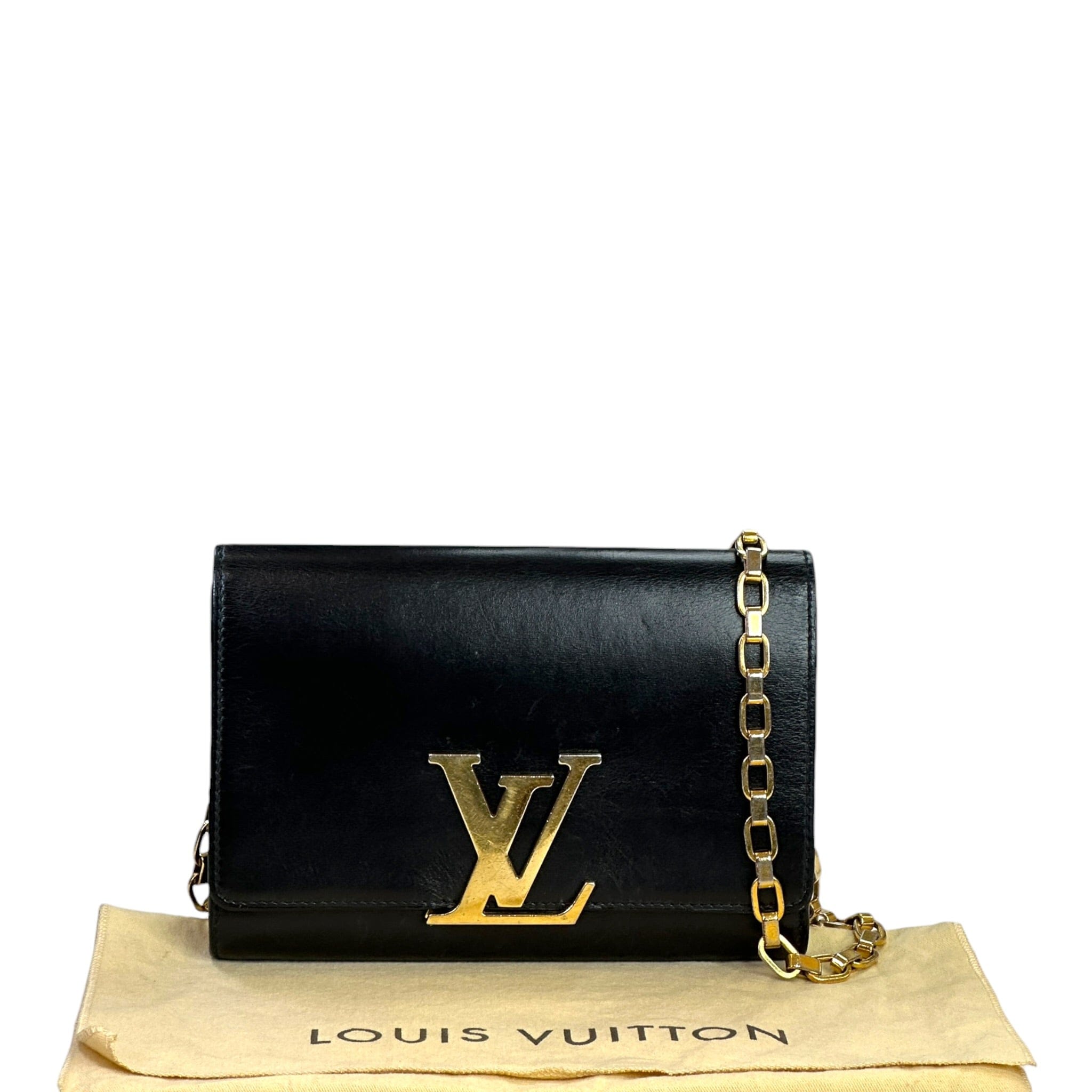 Louis Vuitton Chain Louise GM Bag Black Leather