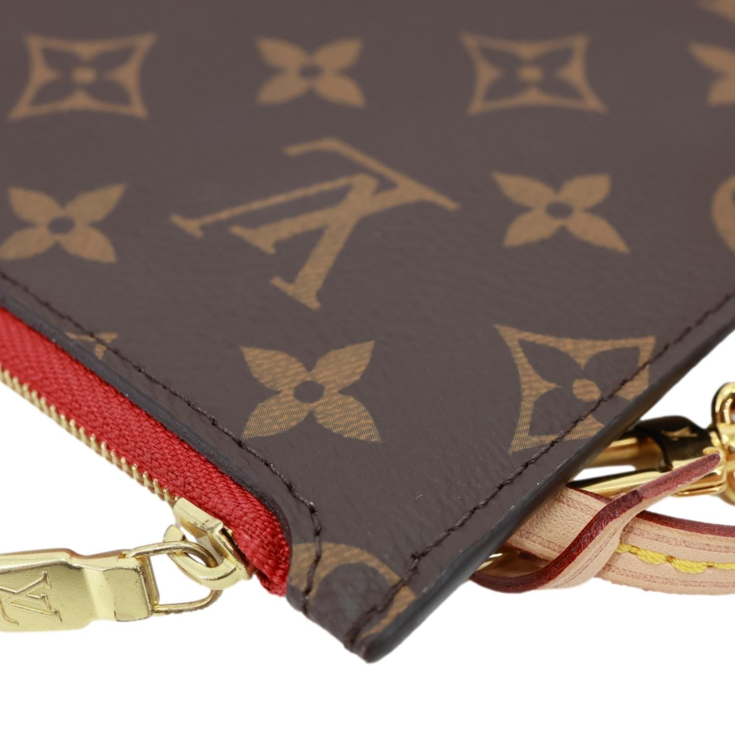 LOUIS VUITTON Pochette Wristlet Monogram Canvas Pouch Brown