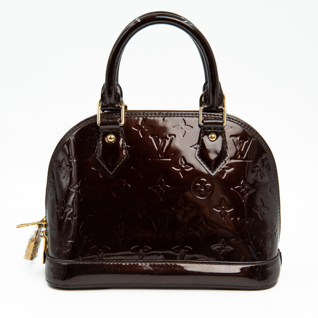 Louis Vuitton Amarante Monogram Vernis Alma BB Bag in Patent Leather with Gold Hardware