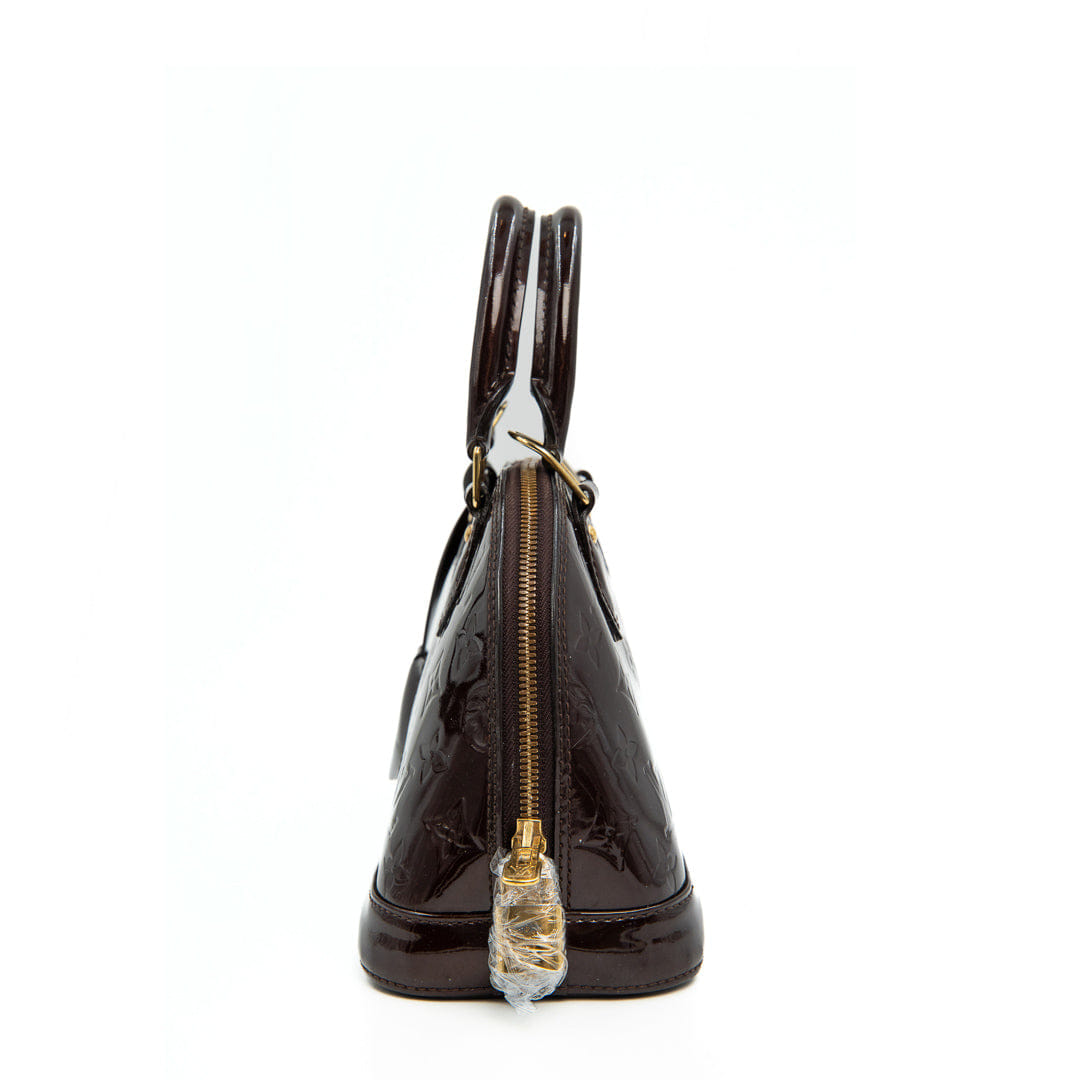 Louis Vuitton Amarante Monogram Vernis Alma BB Bag in Patent Leather with Gold Hardware